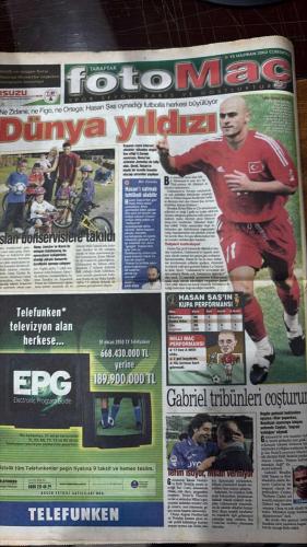FOTOMAÇ SPOR GAZETESİ - TURKISH NEWSPAPER - DOĞUM GÜNÜ HEDİYESİ  - EKSİKSİZ TAM TAKIM GAZETE - 15 HAZİRAN 2002 ALPAY ÖZALAN - ASTON VILLA - FATİH TERİM - ORTEGA - RAUL - MENDIETA - ÜMİT DAVALA - ANGELOTTI - ŞENOL GÜNEŞ - ÖZHAN CANAYDIN - ORHAN YÜZEN - HAMİT KAŞELİ - RAPAIÇ - OĞUZ ÇETİN - RECEP - ALİ AKDENİZ - ALİ GÜNEŞ - TUNCAY - ALL MÜFİT GÜRTUNA - HALUK ULUSOY - KENAN ONUK - AYHAN BERMEK - GÖKMEN ÖZDENAK - ABDULLAH ÇEVRİM - ALTAN TANRIKULU - LEVENT TUZEMEN - VEHBI ALTUNÇUL - M.YILMAZ ŞENOL - GÜNGÖR ŞAHİNKAYA - FATİH DOĞAN - AZİZ YILDIRIM - HAYDAR PINARCI - FERUDUN NİĞDELİOĞLU - EROL ALTACA - EROL EVGİN - MARTINEZ - YUSUF  FINALE KADAR - GÜNEŞ DE TURDAN ÇOK EMİN - JAPONYA GÜLE OYNAYA 2-0 - BİR İHTİMAL DAHA YOK - TÜRKİYE AYAKTA HEYECAN DORUKTA - DAKİKA DAKİKA - GÖNLÜMDE FİNAL VAR - TUR GELDİ BASKI GİTTİ - C GRUBU PUAN DURUMU - CİMBOM ALPAY’I ALIYOR - ORTEGA YIKILDI FENERLİ SEVİNDİ - İSPANYA’NIN ŞAKASI YOK - RAPAIÇ KESTİ ATTI GİTMİYORUM - UEFA’DAN STADA TAM NOT - SARACOĞLU’NA BELEDİYE D