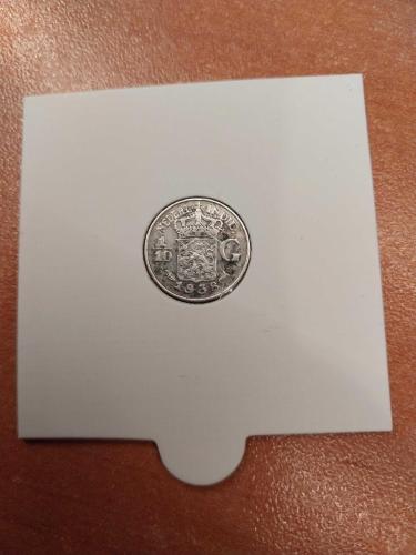 1938 Hollanda Hindistanı Gümüş 1/10 Gulden