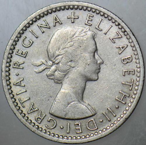 BİRLEŞİK KRALLIK 6 PENCE 1954 KRALİÇE II. ELİZABETH 19,5 mm İNGİLTERE.
