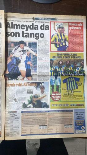 FOTOMAÇ SPOR GAZETESİ - TURKISH NEWSPAPER - DOĞUM GÜNÜ HEDİYESİ  - EKSİKSİZ TAM TAKIM GAZETE - 20 HAZİRAN 2002 PERŞEMBE  RÜŞTÜ REÇBER - ALPAY ÖZALAN - ÜMİT DAVALA - HAKAN ŞÜKÜR - EMRE BELÖZOĞLU - OKAN BURUK - YILDIRAY BAŞTÜRK - ŞENOL GÜNEŞ - HASAN ŞAŞ - BÜLENT KORKMAZ - ERGÜN PENBE - TUGAY KERİMOĞLU - OSCAR RUIZ - AZİZ YILDIRIM - ALİ YILDIRIM - ORTEGA - ALMEYDA - WASHINGTON - SERGEN YALÇIN - AHMET DURSUN - YILDIRIM DEMİRÖREN - HÜSNÜ GÜRELİ - İBRAHİM ALTINSAY - ALİ DÜRÜST - OZHAN CANAYDIN - MONDRAGON - PASCAL NOUMA - BURAK ELMAS - OSCAR CORDOBA - ZAGO - JANCKER - CAPONE  DÜNYA KUPASI’NDA TÜRK YILDIZLAR AVRUPA DEVLERİNİN RADARINDA: EMRE İÇİN ARSENAL, HASAN İÇİN JUVENTUS VE ROMA, ALPAY İÇİN DORTMUND, YILDIRAY İÇİN BAYERN DEVREDE - RÜŞTÜ MANCHESTER UNITED’IN HEDEFİNDE - ÜMİT DAVALA İÇİN MANCHESTER VE MİLAN TAKİPTE - HASAN ŞAŞ’A GALATASARAY’DAN 3 YIL İÇİN 3.3 MİLYON DOLAR TEKLİF - GALATASARAY JANCKER İÇİN BAYERN MÜNİH’LE PAZARLIKTA, FİYAT 5.5 MİLYON DOLARA İNDİ - MONDRAGON’UN FRANSA YASAĞI