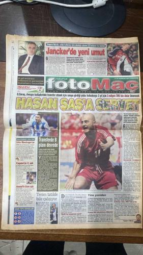 FOTOMAÇ SPOR GAZETESİ - TURKISH NEWSPAPER - DOĞUM GÜNÜ HEDİYESİ  - EKSİKSİZ TAM TAKIM GAZETE - 20 HAZİRAN 2002 PERŞEMBE  RÜŞTÜ REÇBER - ALPAY ÖZALAN - ÜMİT DAVALA - HAKAN ŞÜKÜR - EMRE BELÖZOĞLU - OKAN BURUK - YILDIRAY BAŞTÜRK - ŞENOL GÜNEŞ - HASAN ŞAŞ - BÜLENT KORKMAZ - ERGÜN PENBE - TUGAY KERİMOĞLU - OSCAR RUIZ - AZİZ YILDIRIM - ALİ YILDIRIM - ORTEGA - ALMEYDA - WASHINGTON - SERGEN YALÇIN - AHMET DURSUN - YILDIRIM DEMİRÖREN - HÜSNÜ GÜRELİ - İBRAHİM ALTINSAY - ALİ DÜRÜST - OZHAN CANAYDIN - MONDRAGON - PASCAL NOUMA - BURAK ELMAS - OSCAR CORDOBA - ZAGO - JANCKER - CAPONE  DÜNYA KUPASI’NDA TÜRK YILDIZLAR AVRUPA DEVLERİNİN RADARINDA: EMRE İÇİN ARSENAL, HASAN İÇİN JUVENTUS VE ROMA, ALPAY İÇİN DORTMUND, YILDIRAY İÇİN BAYERN DEVREDE - RÜŞTÜ MANCHESTER UNITED’IN HEDEFİNDE - ÜMİT DAVALA İÇİN MANCHESTER VE MİLAN TAKİPTE - HASAN ŞAŞ’A GALATASARAY’DAN 3 YIL İÇİN 3.3 MİLYON DOLAR TEKLİF - GALATASARAY JANCKER İÇİN BAYERN MÜNİH’LE PAZARLIKTA, FİYAT 5.5 MİLYON DOLARA İNDİ - MONDRAGON’UN FRANSA YASAĞI