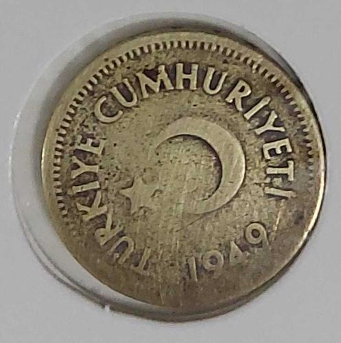 1949 10 KURUŞ ORİJİNAL MADENİ PARA B2CC1 NADİR