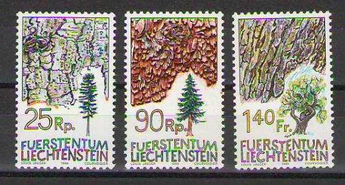 Liechtenstein 1986 Ağaç Kabukları MNH Pul Serisi