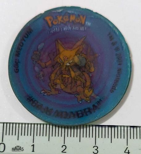 LAYS POKEMON TV TASO 65 ALAKAZAM MEDYUM ÇİFT YANSIMALI ORİJİNAL 3M1E1A NADİR