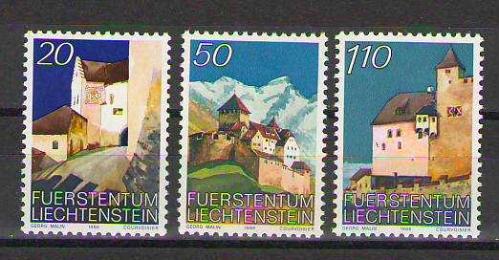 Liechtenstein 1986 Vaduz Kalesi MNH Pul Serisi - Mimari