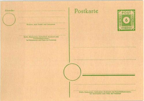 1945 DOĞU SAKSONYA 6 PFENNIG ANTETLİ POSTA KARTI ALMAN SOVYET İŞGAL BÖLGESİ