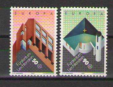 Liechtenstein 1987 Europa CEPT Modern Mimari MNH Pul Serisi