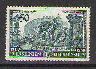 Liechtenstein 1939 Huldigung / Prens Franz Josef II’ye bağlılık töreni - sarı lekeli