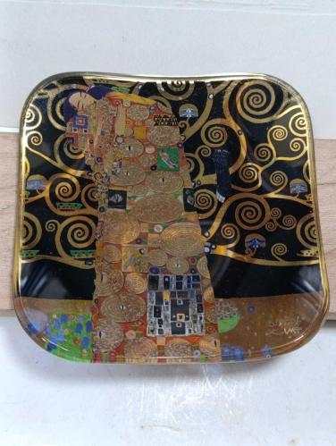 P2-----GUSTAV KLIMT DEKORLU CAM TABAK