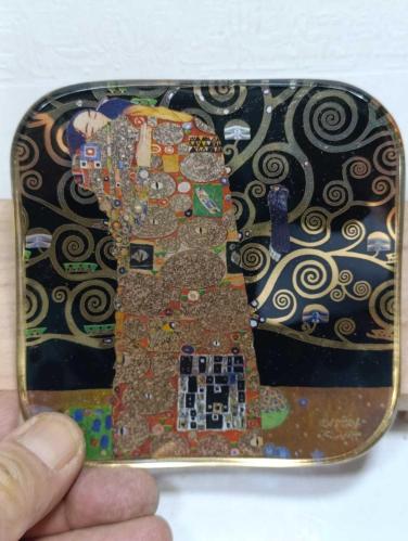 P2-----GUSTAV KLIMT DEKORLU CAM TABAK