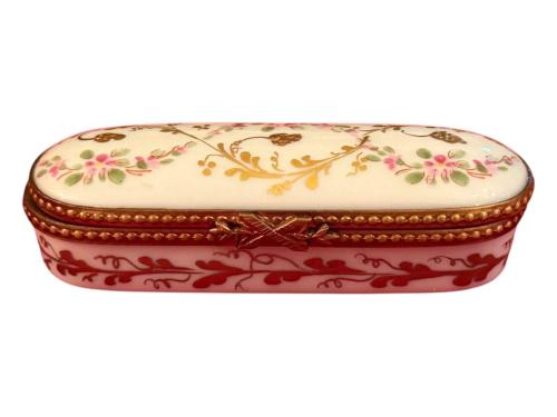 limoges el boyaması porselen ve bronz dan küçük kutu - ilaç hap kutusu - 7,5 cm