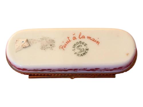 limoges el boyaması porselen ve bronz dan küçük kutu - ilaç hap kutusu - 7,5 cm
