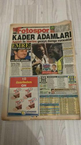 FOTOSPOR SPOR GAZETESİ - TURKISH NEWSPAPER - DOĞUM GÜNÜ HEDİYESİ  - EKSİKSİZ TAM TAKIM GAZETE -  19 EKİM 2006 PERŞEMBE  GALATASARAY - BEŞİKTAŞ - FENERBAHÇE - NEWCASTLE UNITED - TOTTENHAM HOTSPUR - CLUB BRUGGE - BAYER LEVERKUSEN - D.BÜKREŞ - MANCHESTER UNITED - ATLETICO MADRID - FERNANDO TORRES - YILDIRIM DEMİRÖREN - JEAN TIGANA - DELGADO - RİCARDİNHO - SINAN ENGİN - RUNJE - LEDLEY KING - EDGAR DAVIDS - MARTIN JOL - APPİAH - MARTINS - KEZMAN - CARLOS  GALATASARAY DEVLER LİGİ’NDE ERKEN GOLLE BAŞLADI AMA İKİ GARİP GOL VE HATALAR SONUCU YİNE HÜSRANA UĞRADI - FUTBOL OTORİTELERİ: “AH, O YARIM SAATLİK GALATASARAY” - BEŞİKTAŞ UEFA KUPASI’NDA TOTTENHAM İLE KARŞILAŞIYOR, SİNAN ENGİN: “RİCARDİNHO OLMADAN ASLA” - TIGANA RİCARDİNHO’YU İLK 11’DE DENEDİ, SAMBACI OYUN KURUCU OLACAK - DEMİRÖREN’İN 50 MİLYON EUROLUK HAYALİ: FERNANDO TORRES - MANCHESTER UNITED TORRES İÇİN 30 MİLYON EURO VE İKİ FUTBOLCU TEKLİF ETTİ, ATLETICO REDDETTİ - TOTTENHAM’IN YILDIZI EDGAR DAVIDS: “BİZ BEŞİKTAŞ’TAN DAHA İYİ TAKIMIZ”