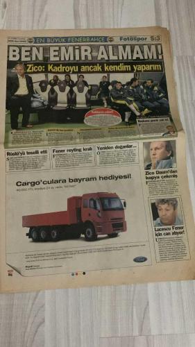 FOTOSPOR SPOR GAZETESİ - TURKISH NEWSPAPER - DOĞUM GÜNÜ HEDİYESİ  - EKSİKSİZ TAM TAKIM GAZETE -  21 EKİM 2006 CUMARTESİ  CANER ERKİN - ANDERSON - WOOTER - JOHANA - BALILI - ADAMA COULIBALY - ERIK GERETS - YILDIRIM DEMİRÖREN - JEAN TIGANA - DELGADO - RİCARDİNHO - RUNJE - NOBRE - GÖKHAN ZAN - ERSEN MARTİN - ZİYA DOĞAN - ZİYYAT KAFKAS - HÜSEYİN ÇİMSİR - JOSE KLEBERSON - KAROL PECZE - FARUK HADŽIBEGIĆ - SEDAT PEKER - HAKAN BALTA - SERVET ÇETİN - HOLSKO - ZELENKA - MONDRAGON - HASAN ŞAŞ - CARRUSCA - FATİH TERİM  VESTEL MANİSA İLK YENİLGİSİNİ ALDI: SİVASSPOR 3-2 KAZANDI, BALİLİ TARİHE GEÇTİ - TRABZONSPOR GENÇLERBİRLİĞİ’NE 3-0 YENİLDİ, ŞAMPİYONLUK UMUTLARI SARSILDI - GALATASARAY BUGÜN ERCİYES DEPLASMANINDA, HAKAN ŞÜKÜR VE HASAN ŞAŞ KADRO DIŞI - GERETS’E YÖNETİMDEN EK KREDİ ÇIKTI - MONDRAGON REST ÇEKTİ: “SEZON SONU ÜLKEME DÖNÜYORUM” - FENERBAHÇE NEWCASTLE’A 1-0 YENİLDİ, ZICO: “BEN EMİR ALMAM, KADROYU BEN YAPARIM” - İNGİLİZ BASINI EMRE’Yİ ELEŞTİRDİ, “ÖPÜLDÜN EMRE” MAİLLERİ YAĞDI - BEŞİKTAŞ TOTT