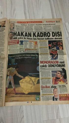 FOTOSPOR SPOR GAZETESİ - TURKISH NEWSPAPER - DOĞUM GÜNÜ HEDİYESİ  - EKSİKSİZ TAM TAKIM GAZETE -  21 EKİM 2006 CUMARTESİ  CANER ERKİN - ANDERSON - WOOTER - JOHANA - BALILI - ADAMA COULIBALY - ERIK GERETS - YILDIRIM DEMİRÖREN - JEAN TIGANA - DELGADO - RİCARDİNHO - RUNJE - NOBRE - GÖKHAN ZAN - ERSEN MARTİN - ZİYA DOĞAN - ZİYYAT KAFKAS - HÜSEYİN ÇİMSİR - JOSE KLEBERSON - KAROL PECZE - FARUK HADŽIBEGIĆ - SEDAT PEKER - HAKAN BALTA - SERVET ÇETİN - HOLSKO - ZELENKA - MONDRAGON - HASAN ŞAŞ - CARRUSCA - FATİH TERİM  VESTEL MANİSA İLK YENİLGİSİNİ ALDI: SİVASSPOR 3-2 KAZANDI, BALİLİ TARİHE GEÇTİ - TRABZONSPOR GENÇLERBİRLİĞİ’NE 3-0 YENİLDİ, ŞAMPİYONLUK UMUTLARI SARSILDI - GALATASARAY BUGÜN ERCİYES DEPLASMANINDA, HAKAN ŞÜKÜR VE HASAN ŞAŞ KADRO DIŞI - GERETS’E YÖNETİMDEN EK KREDİ ÇIKTI - MONDRAGON REST ÇEKTİ: “SEZON SONU ÜLKEME DÖNÜYORUM” - FENERBAHÇE NEWCASTLE’A 1-0 YENİLDİ, ZICO: “BEN EMİR ALMAM, KADROYU BEN YAPARIM” - İNGİLİZ BASINI EMRE’Yİ ELEŞTİRDİ, “ÖPÜLDÜN EMRE” MAİLLERİ YAĞDI - BEŞİKTAŞ TOTT