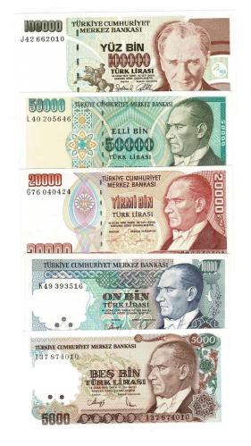 7.Emisyon Kağıt Para Lotu (5 Adet) - ÇİL TCK10240