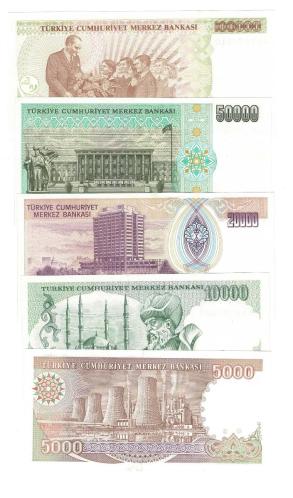 7.Emisyon Kağıt Para Lotu (5 Adet) - ÇİL TCK10240