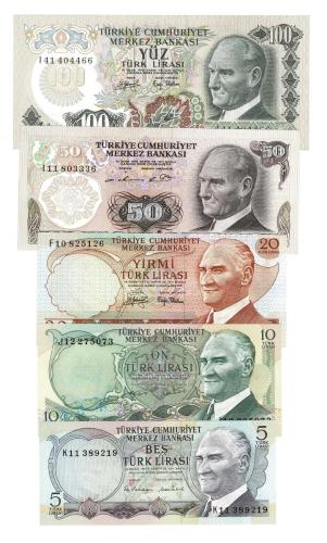 6.Emisyon Kağıt Para Lotu (5 Adet) - ÇİL TCK10242