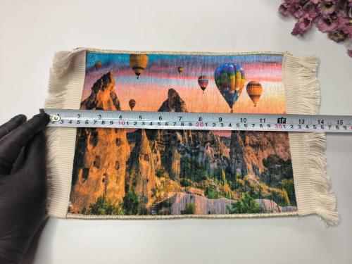 Kapadokya Balon Temalı Halı - Mouse Pad - MAsa Üzeri Dokuma Halı - Kapadokya Hediyelik --- 01