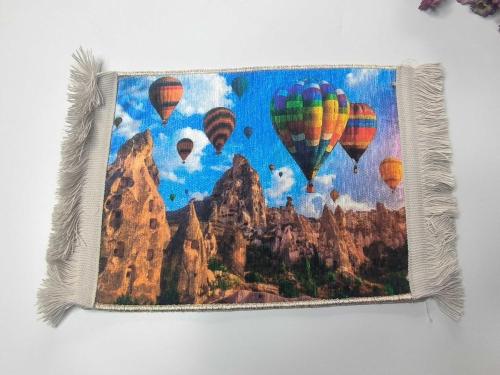 Kapadokya Balon Temalı Halı - Mouse Pad - MAsa Üzeri Dokuma Halı - Kapadokya Hediyelik --- 03