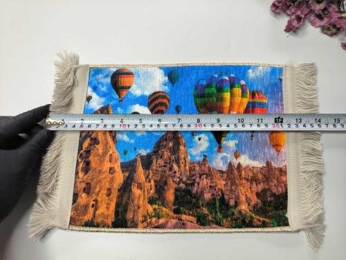 Kapadokya Balon Temalı Halı - Mouse Pad - MAsa Üzeri Dokuma Halı - Kapadokya Hediyelik --- 03