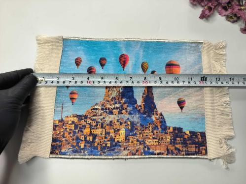Kapadokya Balon Temalı Halı - Mouse Pad - MAsa Üzeri Dokuma Halı - Kapadokya Hediyelik --- 005
