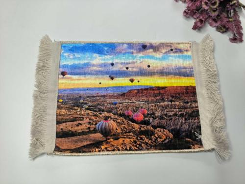Kapadokya Balon Temalı Halı - Mouse Pad - MAsa Üzeri Dokuma Halı - Kapadokya Hediyelik --- 007