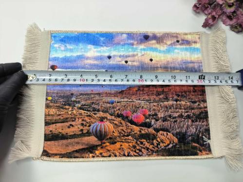 Kapadokya Balon Temalı Halı - Mouse Pad - MAsa Üzeri Dokuma Halı - Kapadokya Hediyelik --- 007