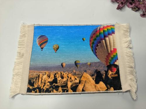 Kapadokya Balon Temalı Halı - Mouse Pad - MAsa Üzeri Dokuma Halı - Kapadokya Hediyelik --- 009