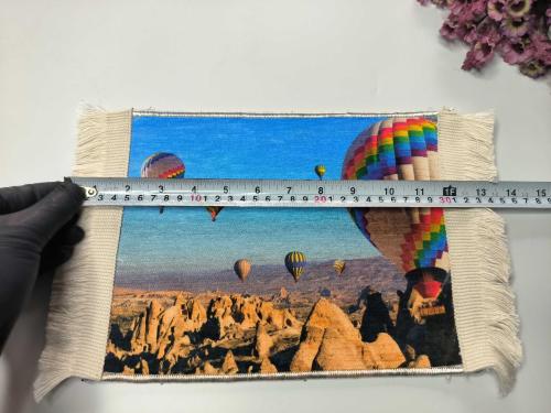 Kapadokya Balon Temalı Halı - Mouse Pad - MAsa Üzeri Dokuma Halı - Kapadokya Hediyelik --- 009