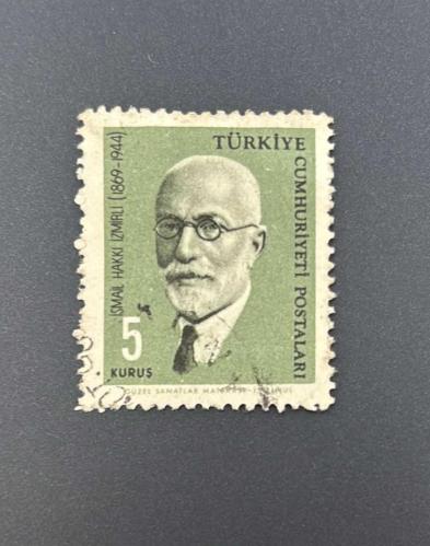 Türk Pulu - Turkish Stamp -  Postadan Geçmiş Pul Filateli - DAMGALI - İSMAİL HAKKI İZMİRLİ (1869-1944) TEMALI PUL, 5 KURUŞ - Türkiye Cumhuriyeti - NOSTALJİK DOĞUM GÜNÜ HEDİYESİ