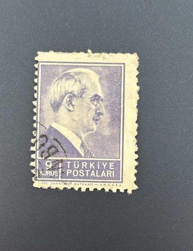 Türk Pulu - Turkish Stamp -  Postadan Geçmiş Pul Filateli - DAMGALI - İSMET İNÖNÜ TEMALI PUL,9 KURUŞ - Türkiye Cumhuriyeti - NOSTALJİK DOĞUM GÜNÜ HEDİYESİ