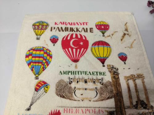 Denizli Pamukkale Havlu - Denizli Horozu - Travertenler Temalı Mutfak Havlusu - Pamukkale Hediyelik --- 007