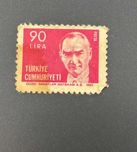 Türk Pulu - Turkish Stamp -  Postadan Geçmiş Pul Filateli -  ATATÜRK TEMALI PUL, 90 LİRA - Türkiye Cumhuriyeti - NOSTALJİK DOĞUM GÜNÜ HEDİYESİ - 1983