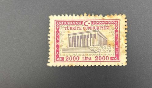 Türk Pulu - Turkish Stamp - Postadan Geçmiş Pul Filateli - ANITKABİR TEMALI DAMGA PULU , 2000 LİRA - Türkiye Cumhuriyeti - NOSTALJİK DOĞUM GÜNÜ HEDİYESİ -1993