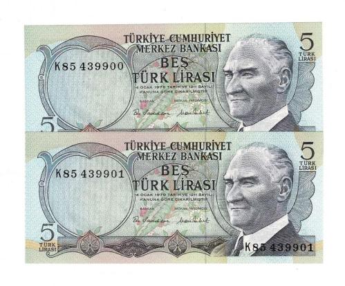 6.Emisyon 2.Tertip 5 Türk Lirası  *Seri Takipli K85*  - ÇİL TCK10251