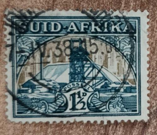 1941 Güney Afrika - 1 1/2d Altın Madenciliği - Damgalı pul