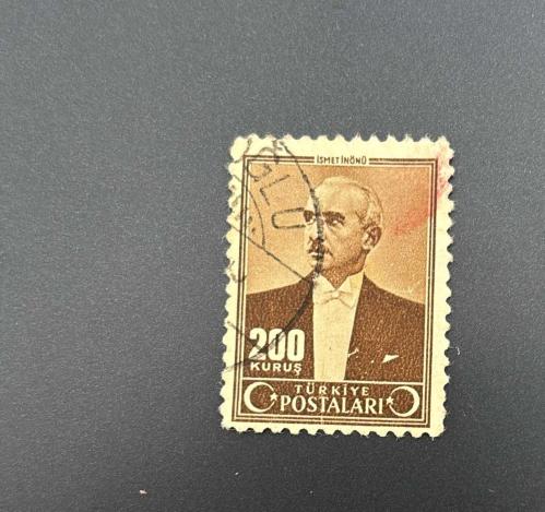 Türk Pulu - Turkish Stamp -  Postadan Geçmiş Pul Filateli -  DAMGALI - İSMET İNÖNÜ TEMALI PUL, 200 KURUŞ - Türkiye Cumhuriyeti - NOSTALJİK DOĞUM GÜNÜ HEDİYESİ