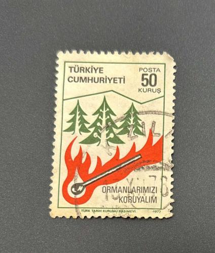 Antalya Türk Pulu - Turkish Stamp -  Postadan Geçmiş Pul Filateli - 1978 DAMGALI - ORMANLARIMIZI KORUYALIM TEMALI PUL, 50 KURUŞ - Türkiye Cumhuriyeti - NOSTALJİK DOĞUM GÜNÜ HEDİYESİ