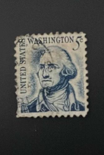 Amerika Birleşik Devletleri Pulu - USA Stamp - Postadan Geçmiş Pul Filateli - DAMGALI - GEORGE WASHINGTON TEMALI PUL, 5 PARA - YABANCI PULLAR -NOSTALJİK DOĞUM GÜNÜ HEDİYESİ