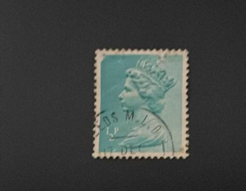 İngiltere Pulu - England Stamp - Postadan Geçmiş Pul Filateli - DAMGALI - KRALİÇE II. ELIZABETH TEMALI PUL, 1/2 PARA - YABANCI PULLAR - NOSTALJİK DOĞUM GÜNÜ HEDİYESİ