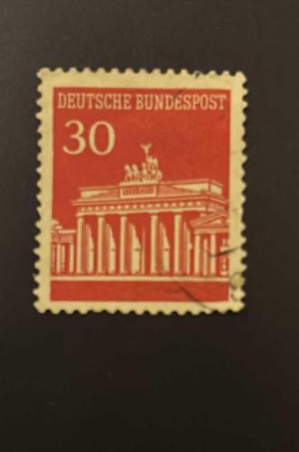 Almanya Pulu - Germany Stamp - Postadan Geçmiş Pul Filateli -  DAMGALI - BRANDENBURG KAPISI TEMALI PUL, 30 PARA - YABANCI PULLAR-NOSTALJİK DOĞUM GÜNÜ HEDİYESİ
