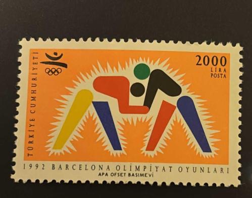Türk Pulu - Turkish Stamp -  Postadan Geçmiş Pul Filateli -  1992 BARCELONA OLİMPİYAT OYUNLARI TEMALI PUL, 2000 LİRA - Türkiye Cumhuriyeti - NOSTALJİK DOĞUM GÜNÜ HEDİYESİ