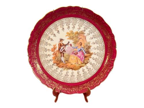 limoges el boyaması porselen duvar tabağı - 30 cm çapında