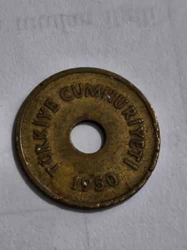 2 1/2 Delikli Kuruş 1950 Nadir Tarih