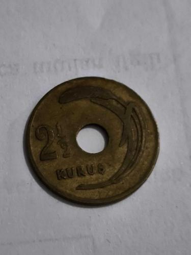 2 1/2 Delikli Kuruş 1950 Nadir Tarih