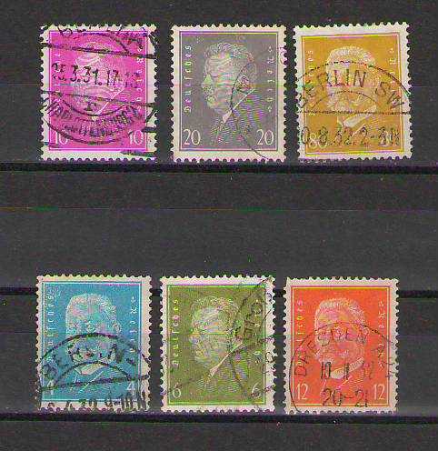 Deutsches Reich 1930–32 Ebert & Hindenburg Yeni Renk / Yeni Değer Damgalı Pullar