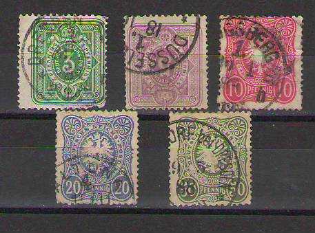 Almanya Deutsches Reich 1875 “PFENNIGE” Ziffer / Reichsadler Damgalı seri - 1 pul eksik