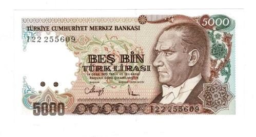 7.Emisyon 4.Tertip 5000 Türk Lirası Seri I22 - ÇİL TCK10283