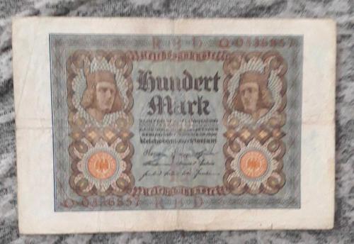 100 SENELİK -1922 D REİCH KAĞIT PARALAR 5 ADET 100 MARK 10000 10000  50000 100000 BİN MARK
